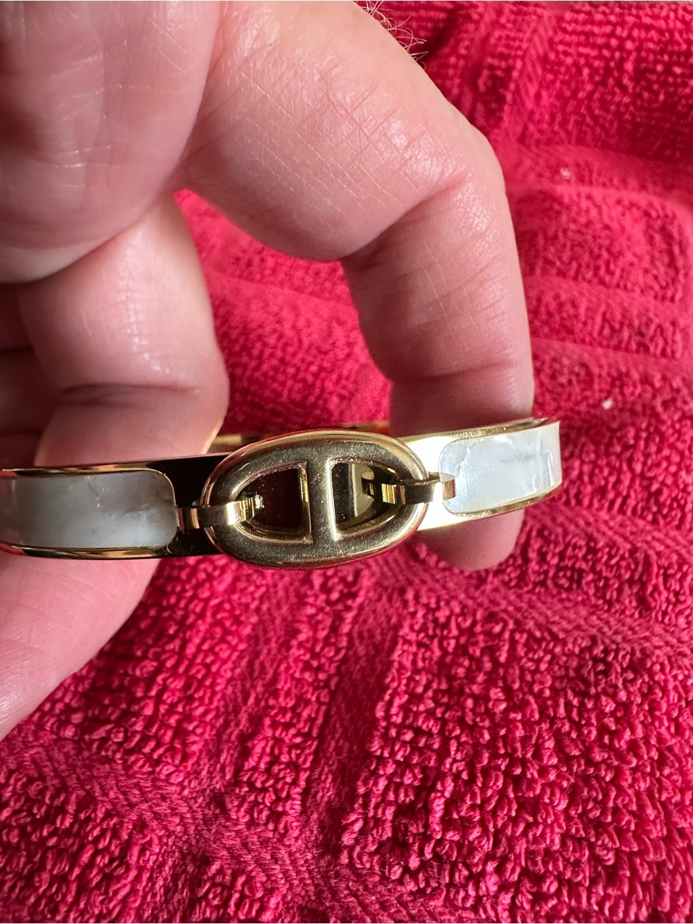 Unk Gold and White Hinged Bracelet